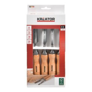 Σκαρπέλα Set 4 τμχ (6, 12, 18, 24mm),   Με Ξύλινη Λαβή FSC®